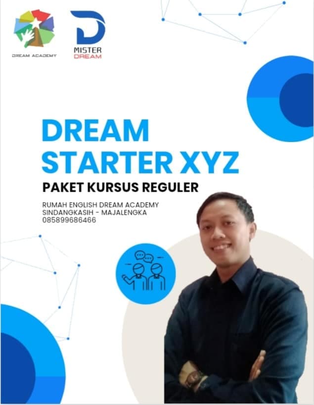 Brosur Dream Starter XYZ paket kursus bahasa Inggris reguler Majalengka